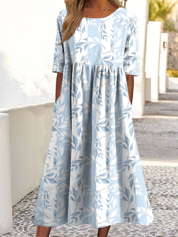 Women's Vintage Floral Art Print Dress- Fast Shipping