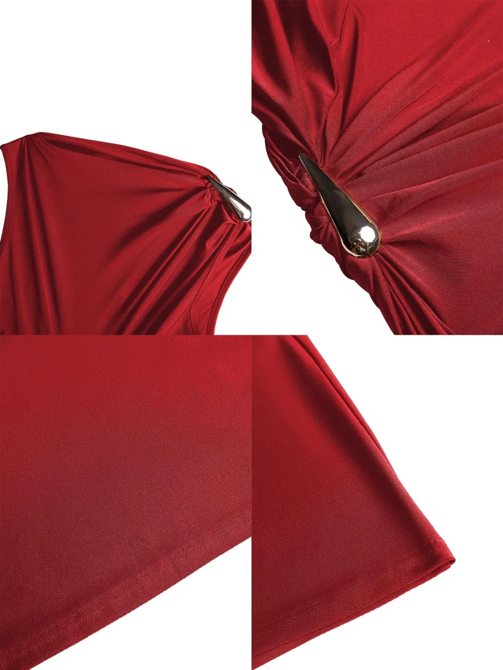 Aliling Elegant Chic Sleeveless Midi Dress for Women High Waist Folds Boat Neck Bodycon Fitted