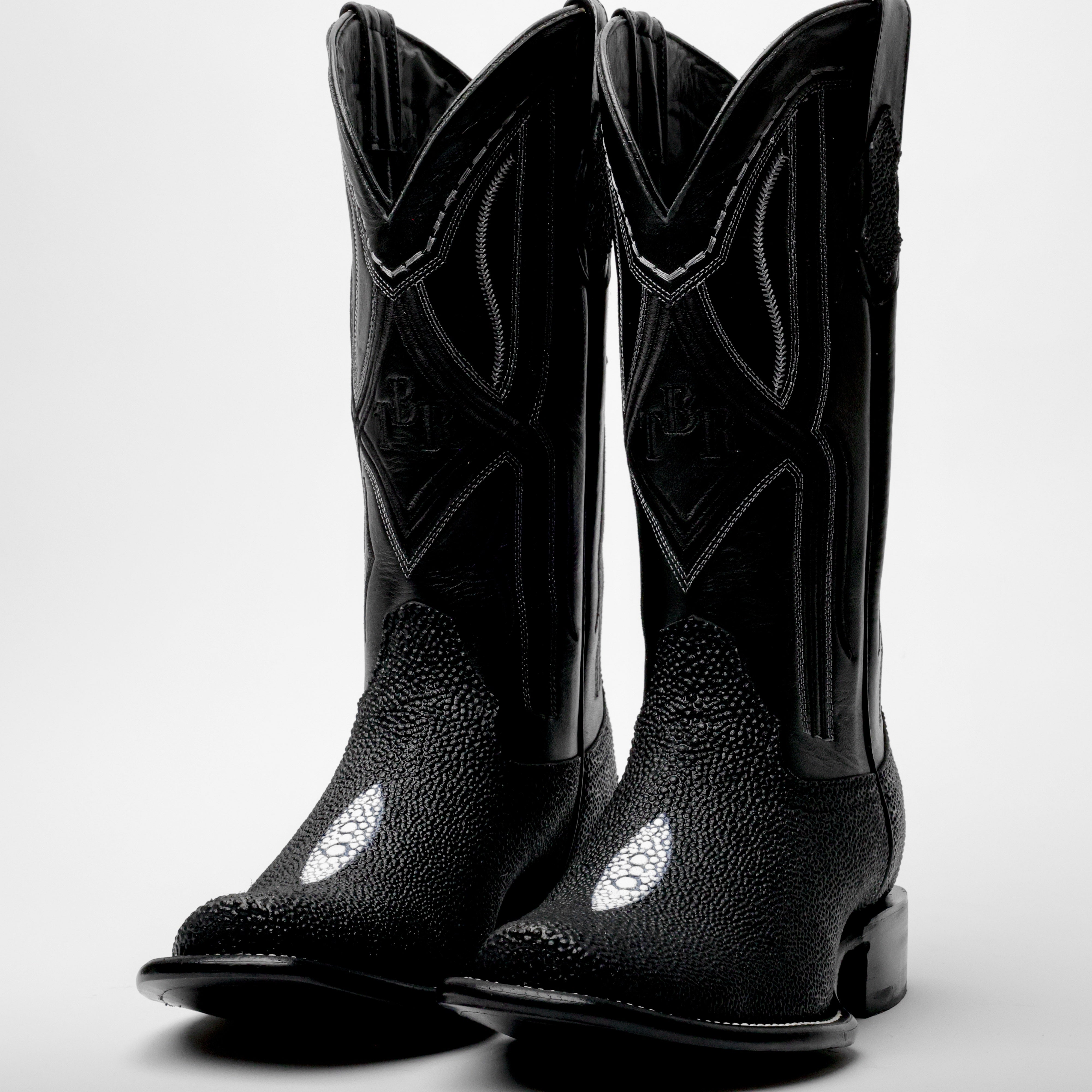 Black Stingray Leather Boots - Cutter Toe