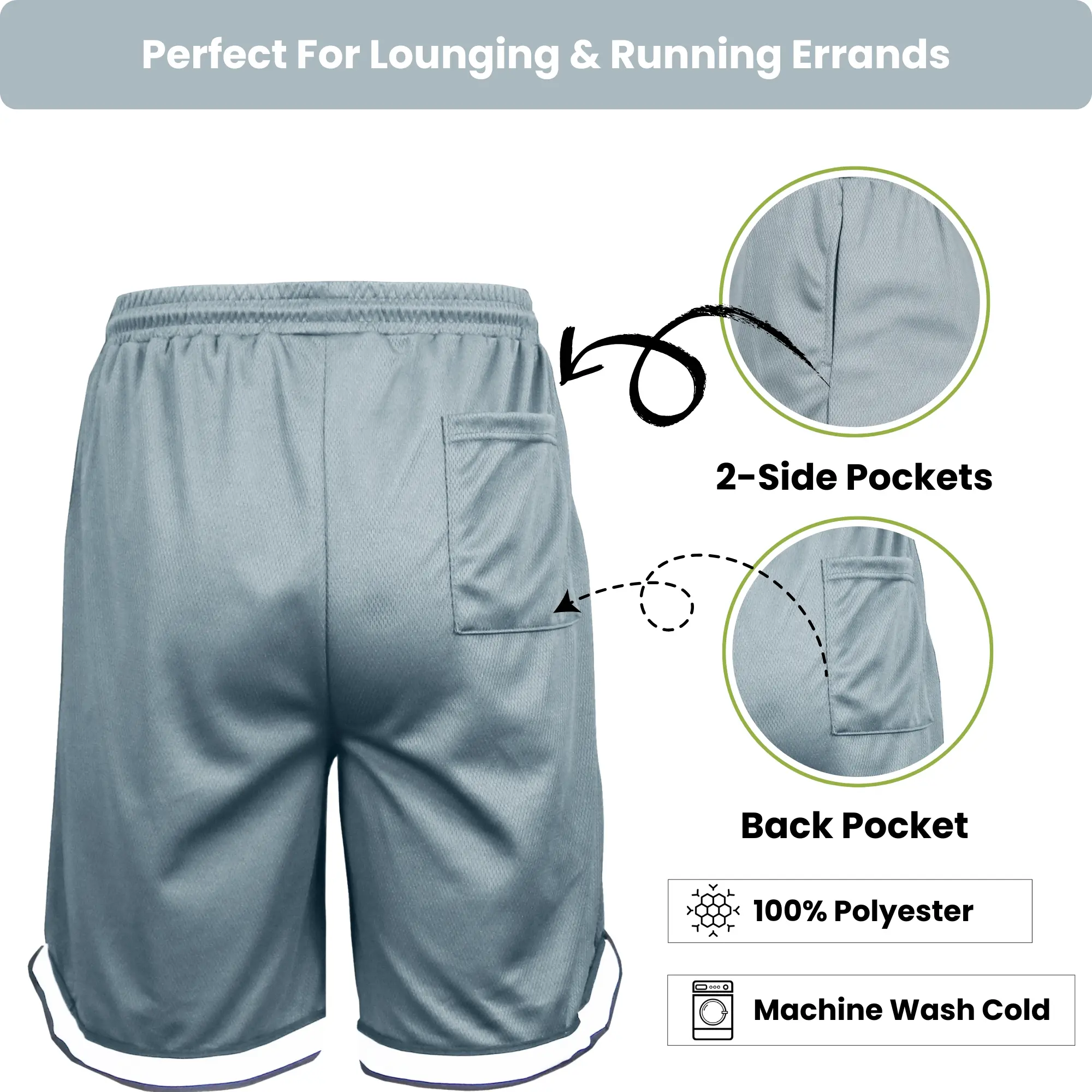 Men's 5-Pack Premium Active Moisture Wicking Workout Mesh Shorts With Trim Summer Outdoor Bottoms