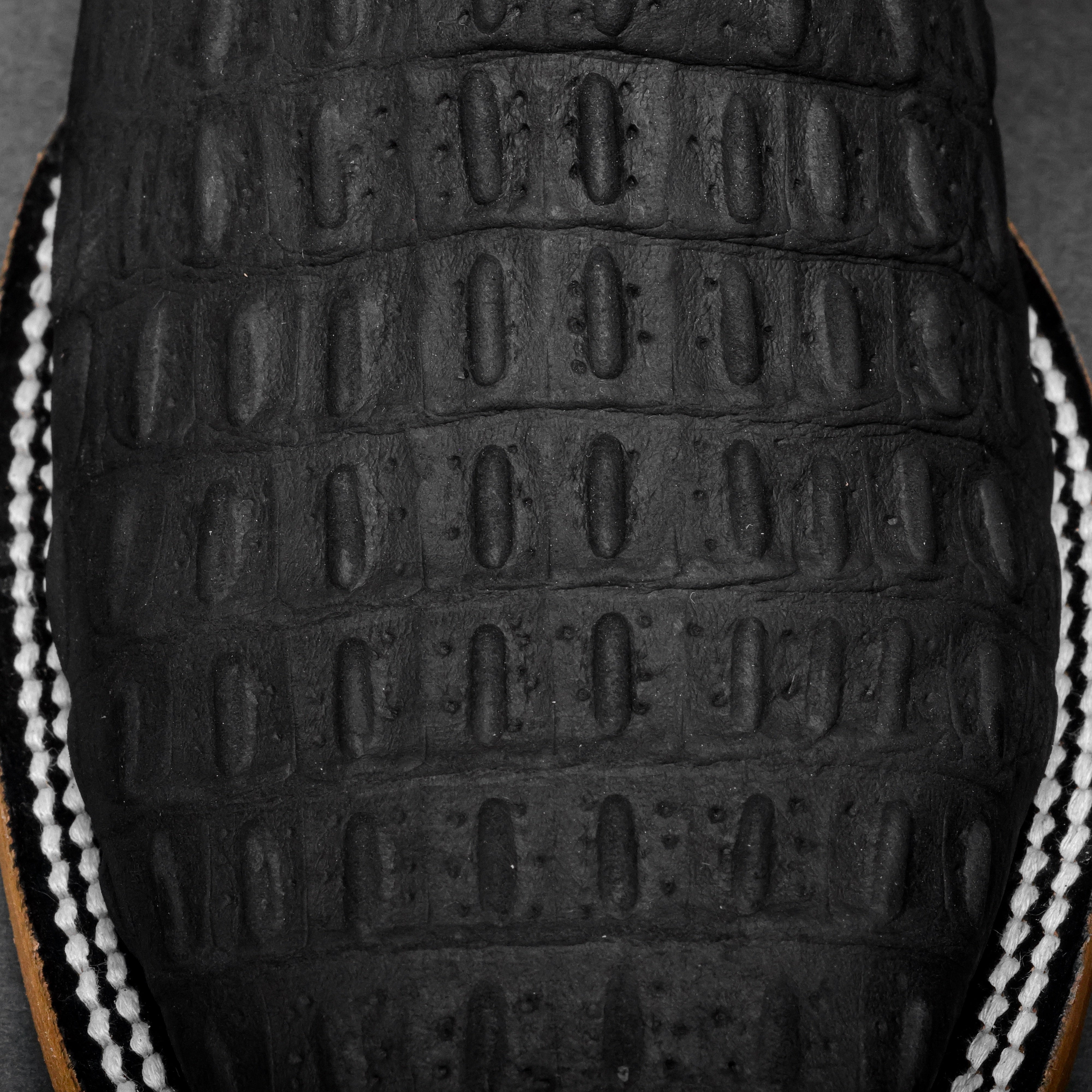 Matte Black Caiman Hornback Leather Boots - Square Toe