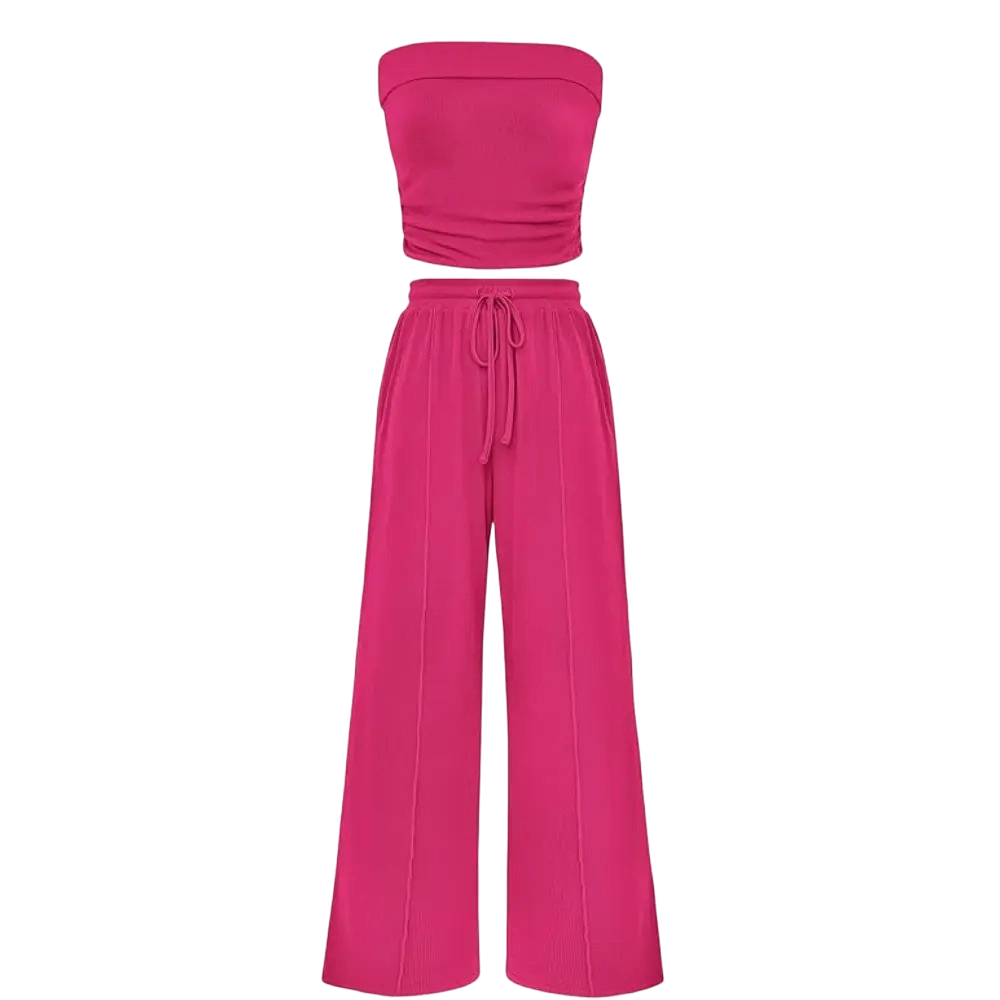 Women’s Ribbed Tube Top & Wide-Leg Pants Set