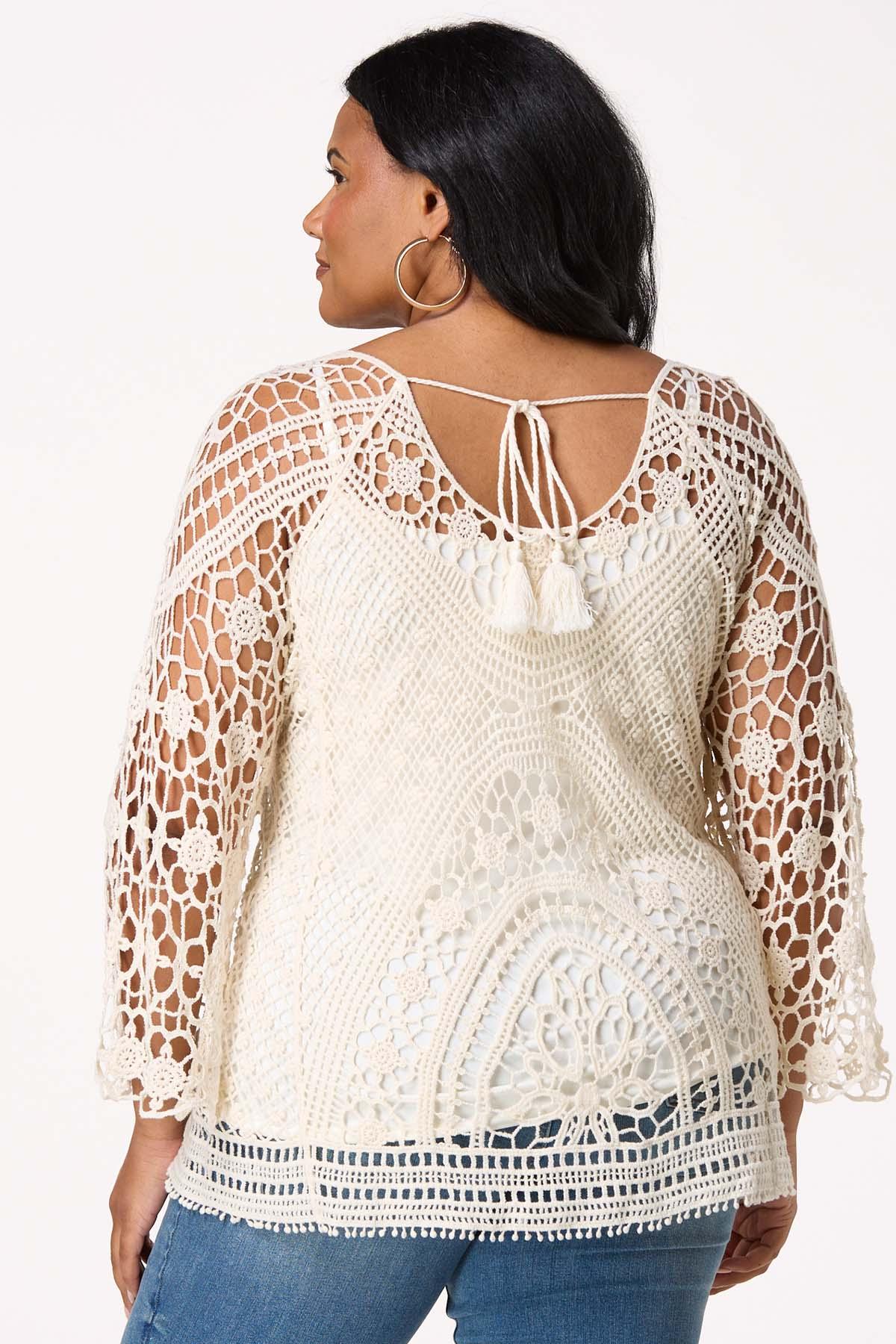 Plus Size Crochet Tie Back Top