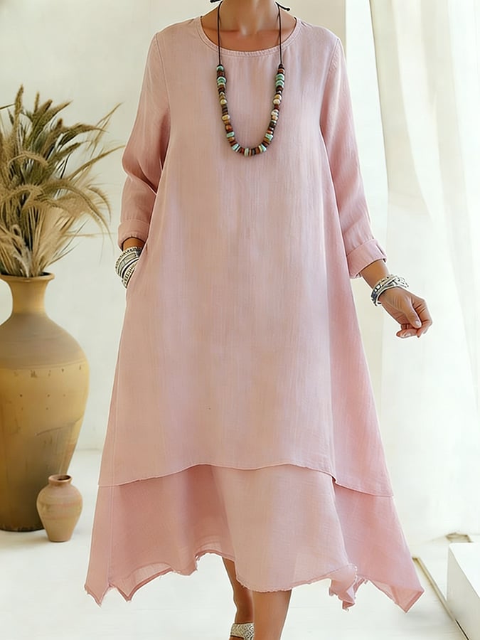 Women's Casual Retro Loose Cotton Linen Dress- Fast Shipping