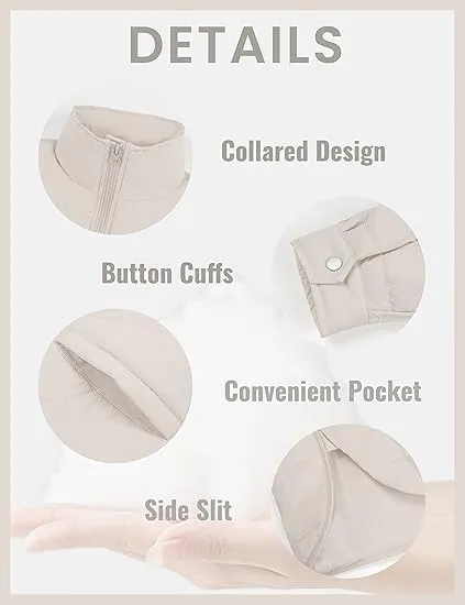 Womens Quilted Puffer Jackets Lightweight Zipper Short Padded Coat With Pockets