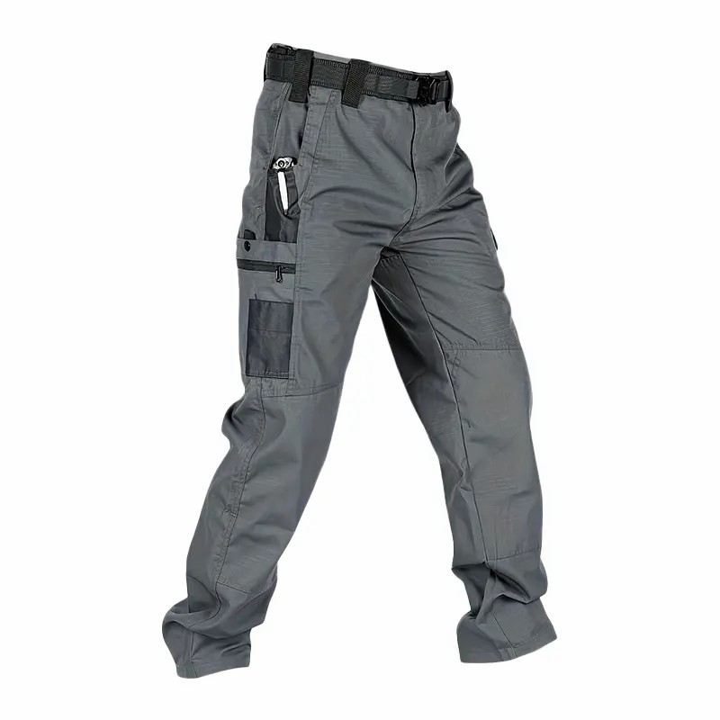 🔥🔥Men's Solid Color Tactical Work Pants with Multiple Pockets and Zipper Closures