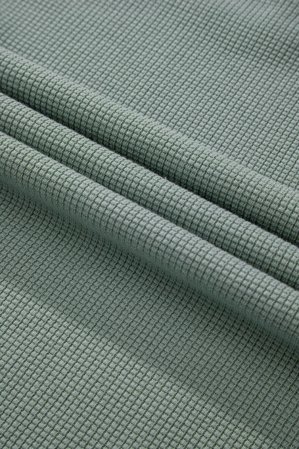 Clearly Aqua Waffle Knit Drop Shoulder V Neck Top