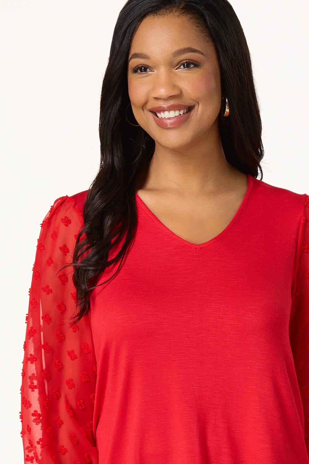 Dotted Sheer Sleeve Top