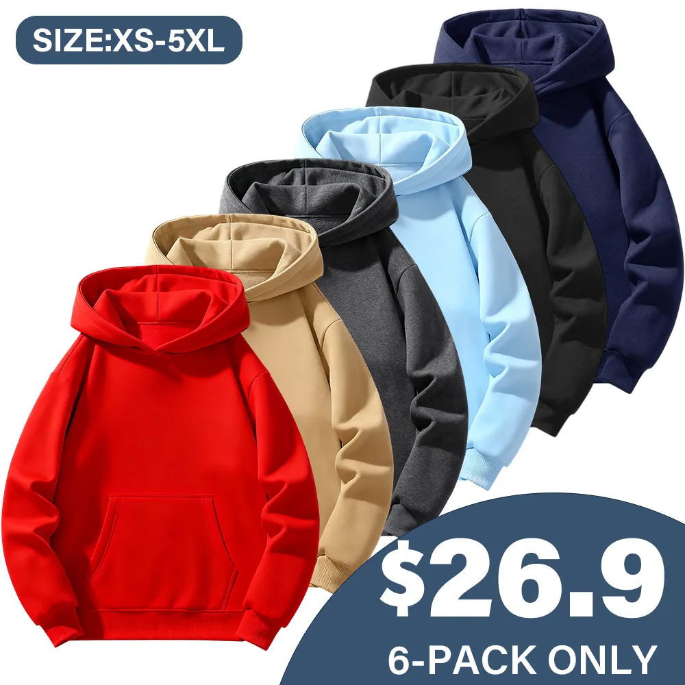 Men's solid color basic hooded sweatshirt