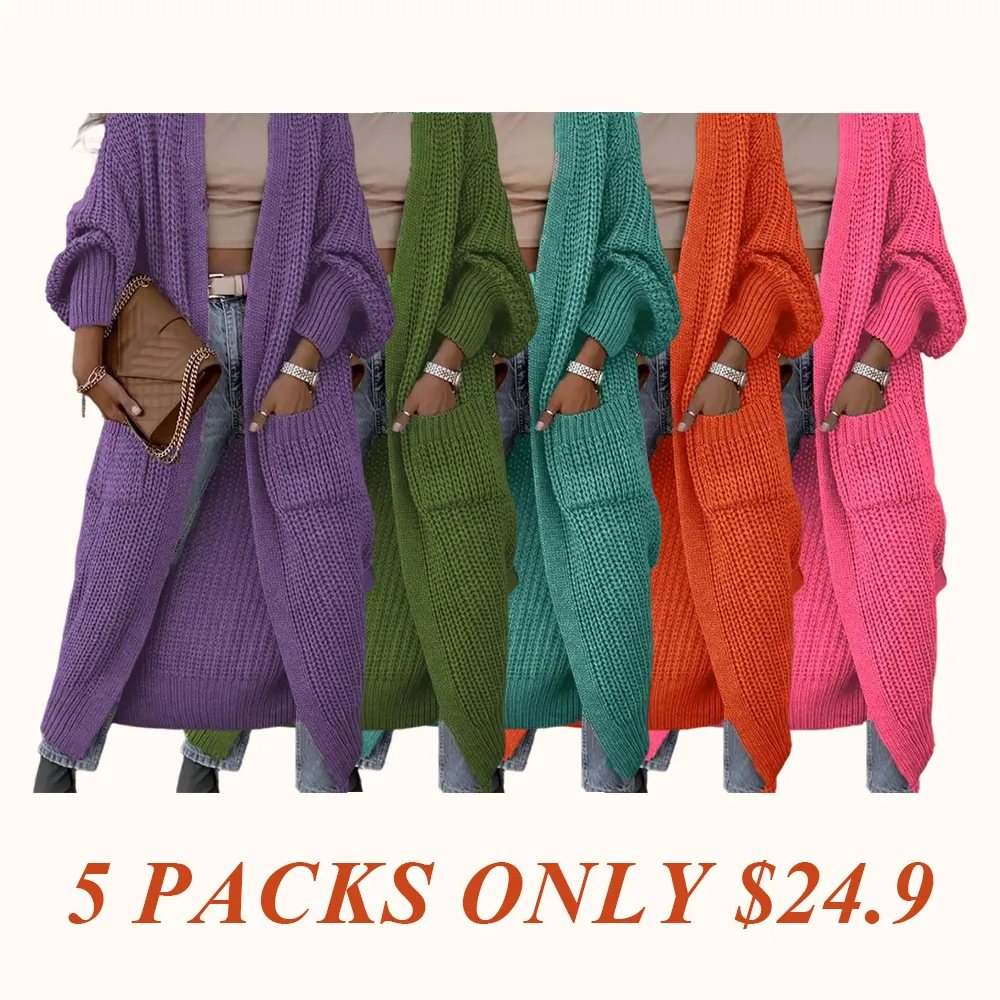 Women's Solid Drop Shoulder Long Cardigan