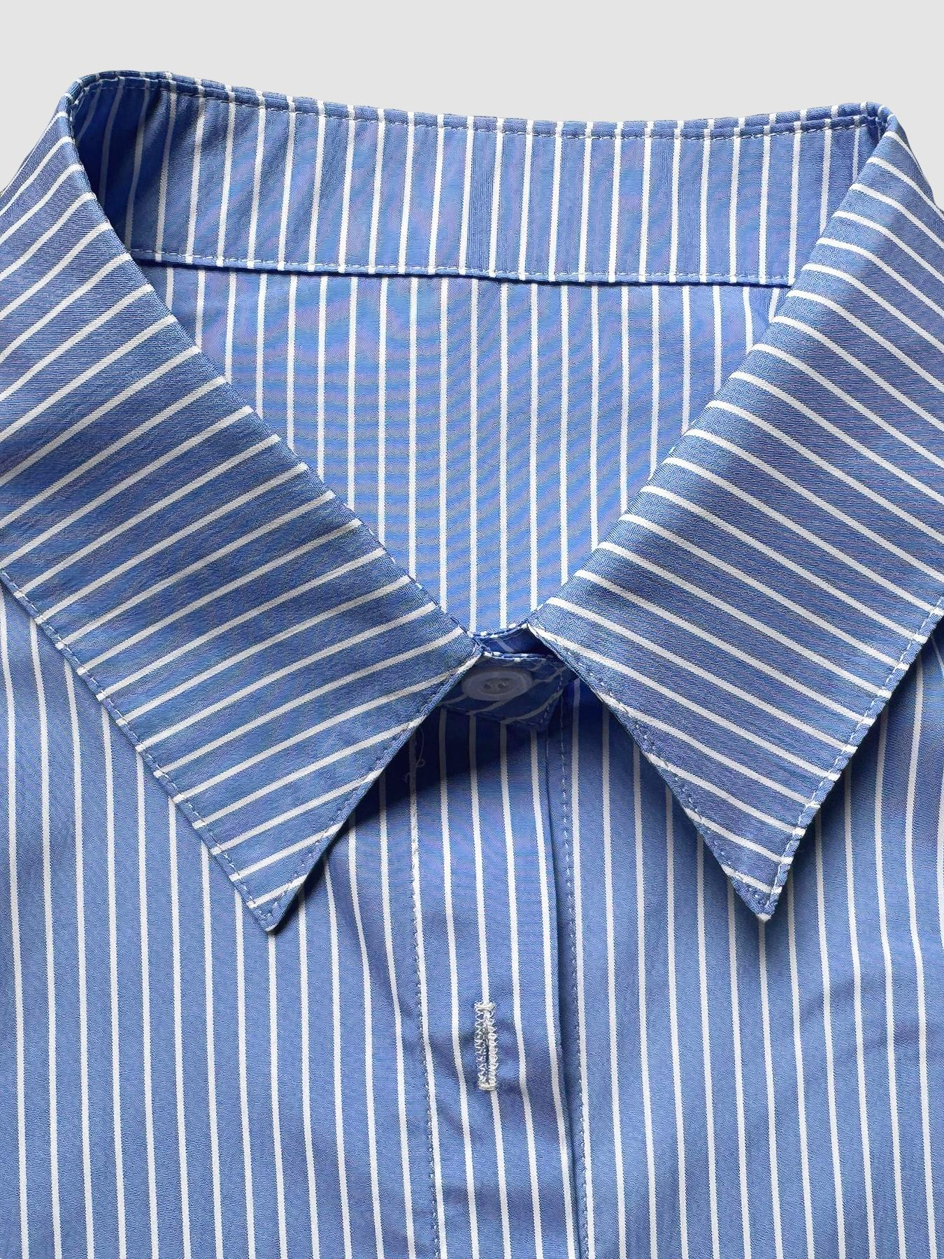 Women's Striped Print Button Front Shirt & Shorts Two-Piece Set