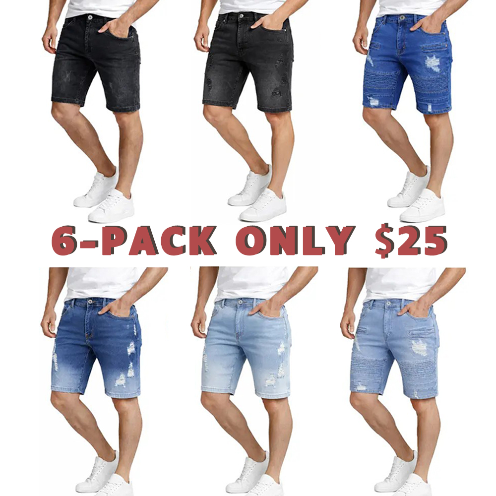 Mens 3 Pack Classic Jean Shorts with Multiple Styles (30-42)