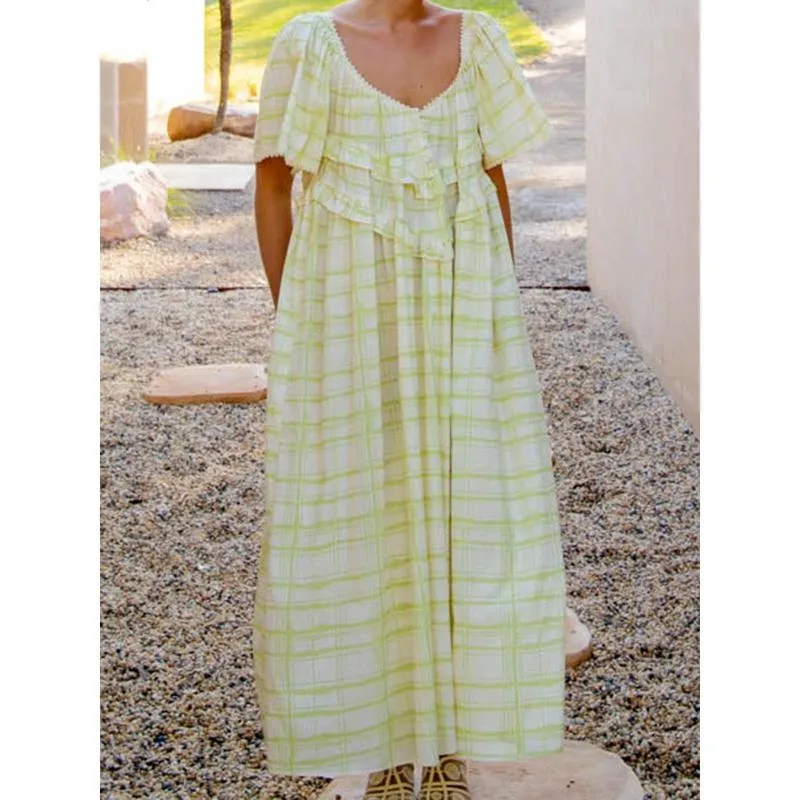 Women Long Dress Elegant Short Sleeve Low-Cut Backless(Just $3 Each!)