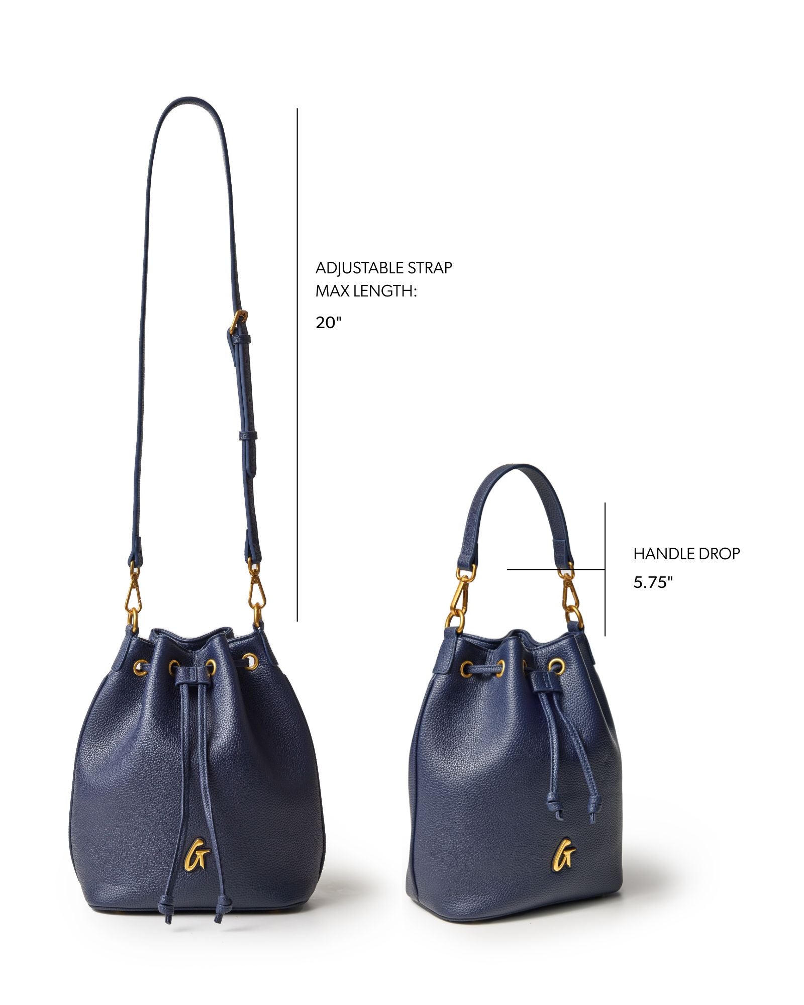 MEDIUM PEBBLE BUCKET BAG - NAVY