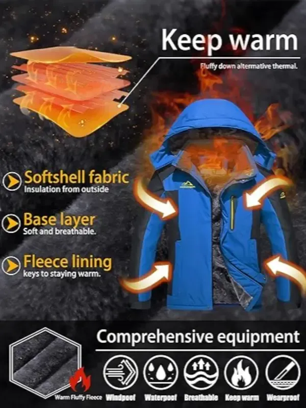 Men's Winter Warm Waterproof Hiking Jacket