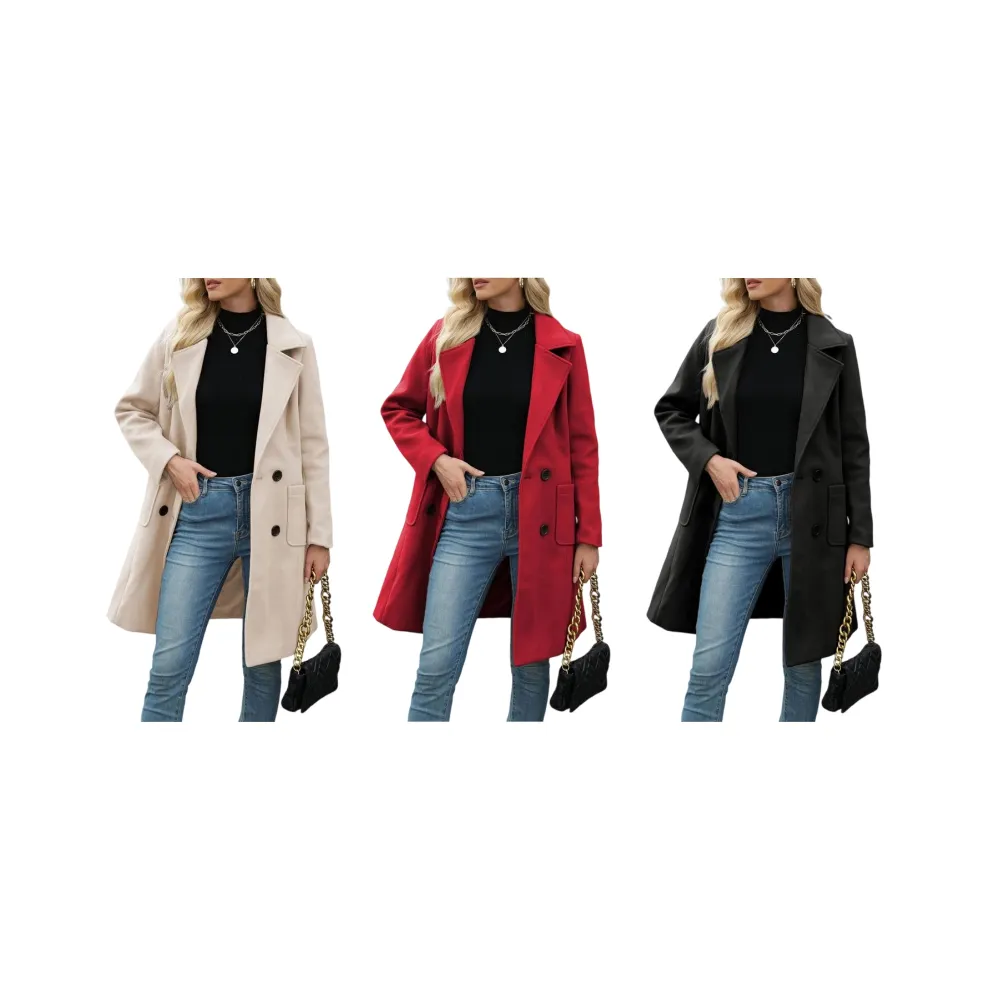 复制Women Wool Blend Camel Mid-Long Coat