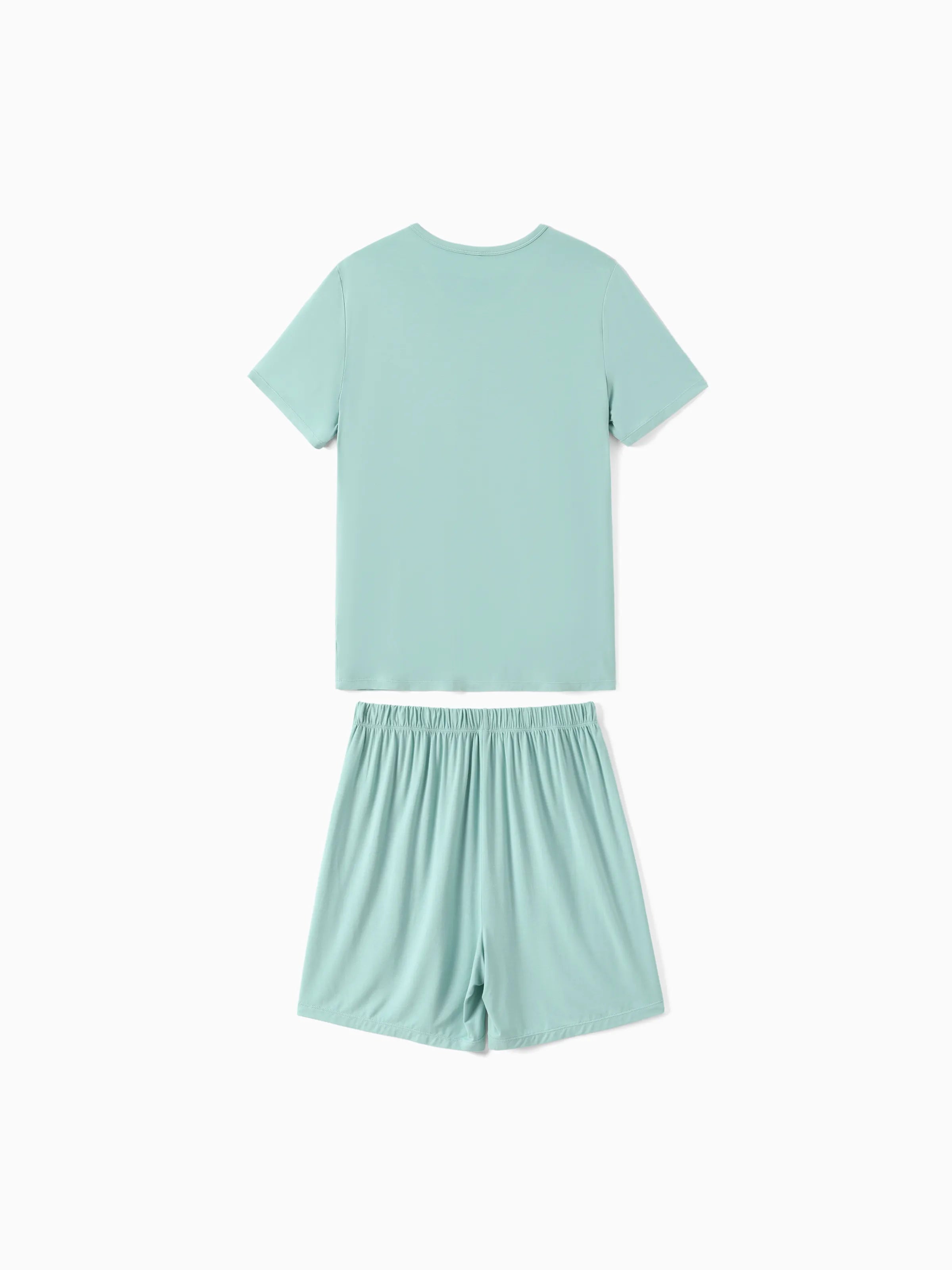 Bamboo Family Pajamas Solid Color Green Short Sleeve Matching Pajama Set ( Snug-Fitting for Children ) Green