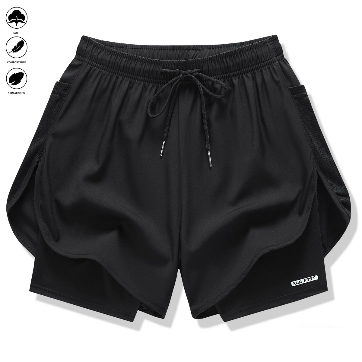 Pack of 3 women’s casual athletic pants, faux two-piece design, solid color, with inner lining, elastic drawstring waistband