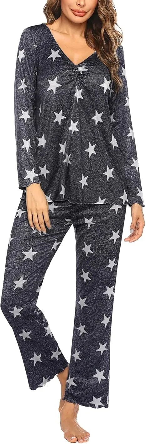 Womens Pajama Sets 2 Piece Lounge Set Fall Winter Pajamas