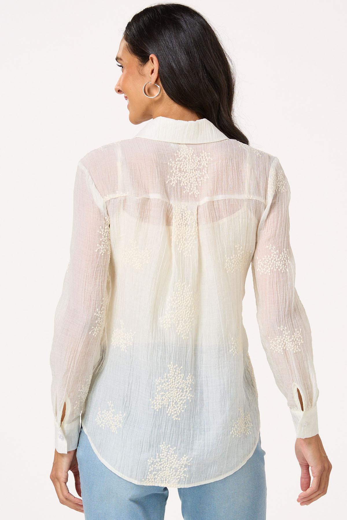 Natural Textured Embroidered Shirt