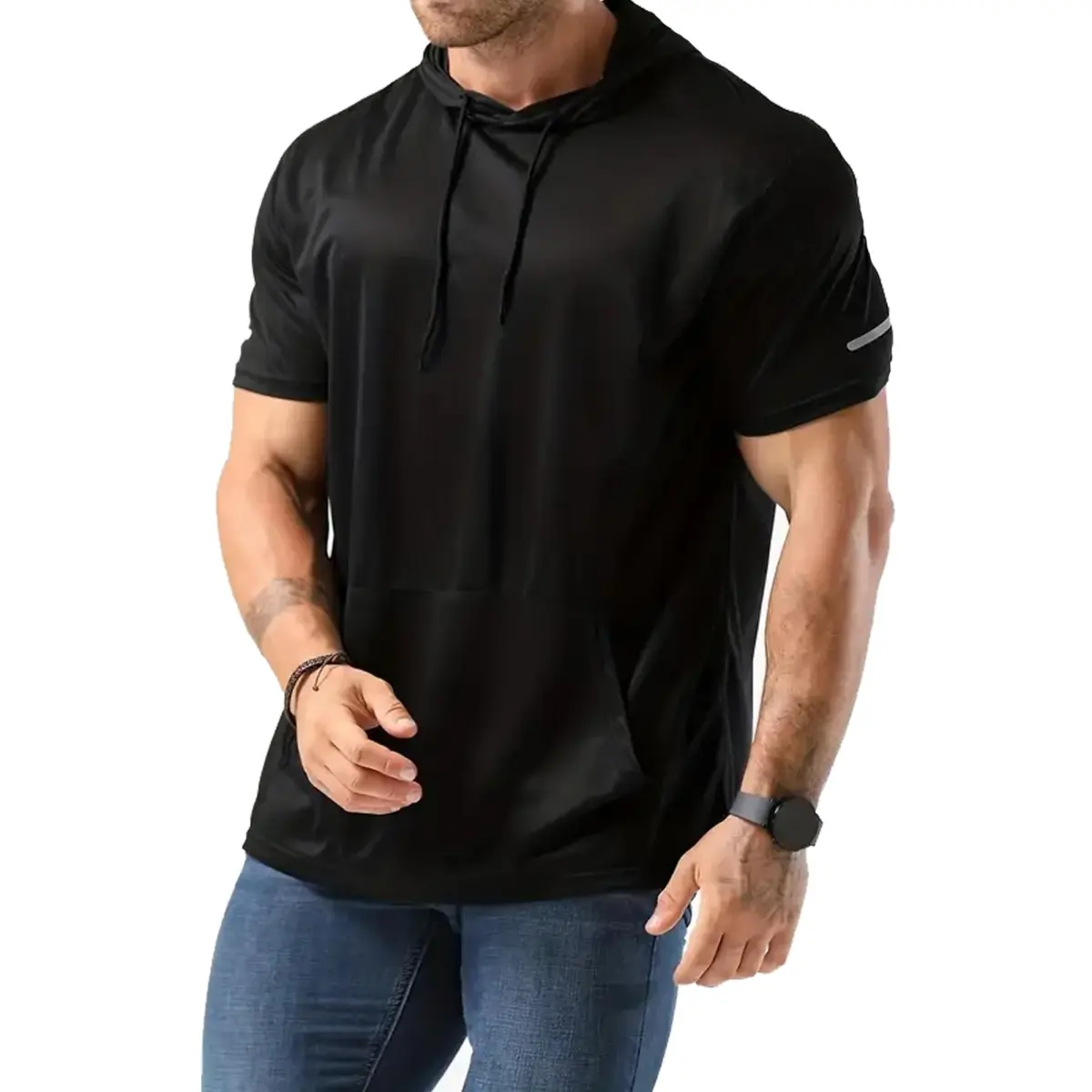 Men’s Quick-Dry Hooded Workout T-Shirt – Lightweight Performance Tee