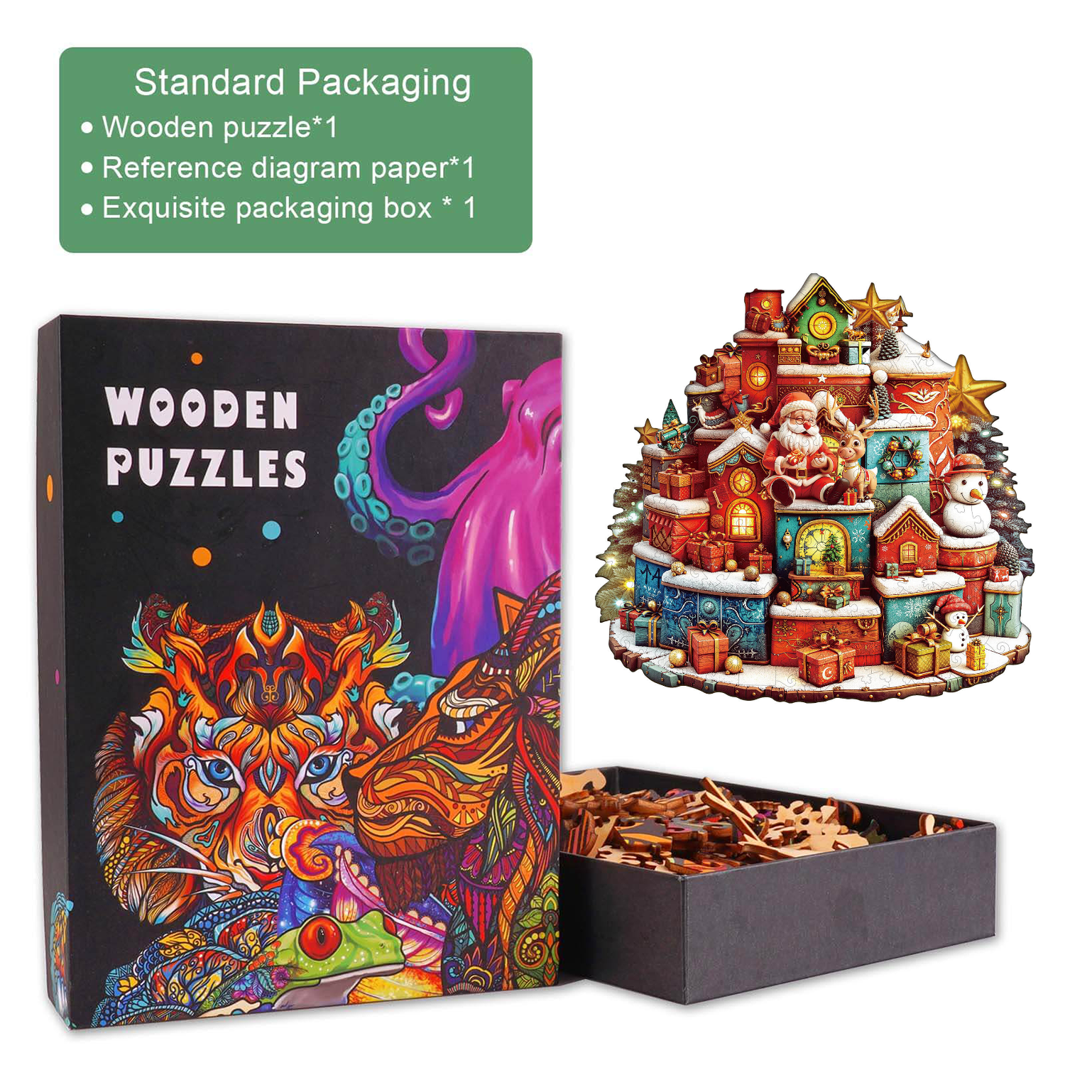 Christmas gift house Wooden Jigsaw Puzzle