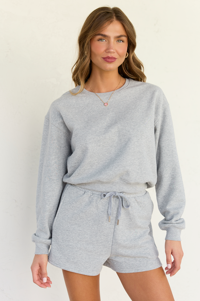 Everyday Ease Light Grey Cropped Sweatshirt