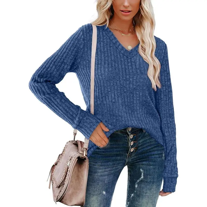 V Neck Long Sleeve Shirts for Women