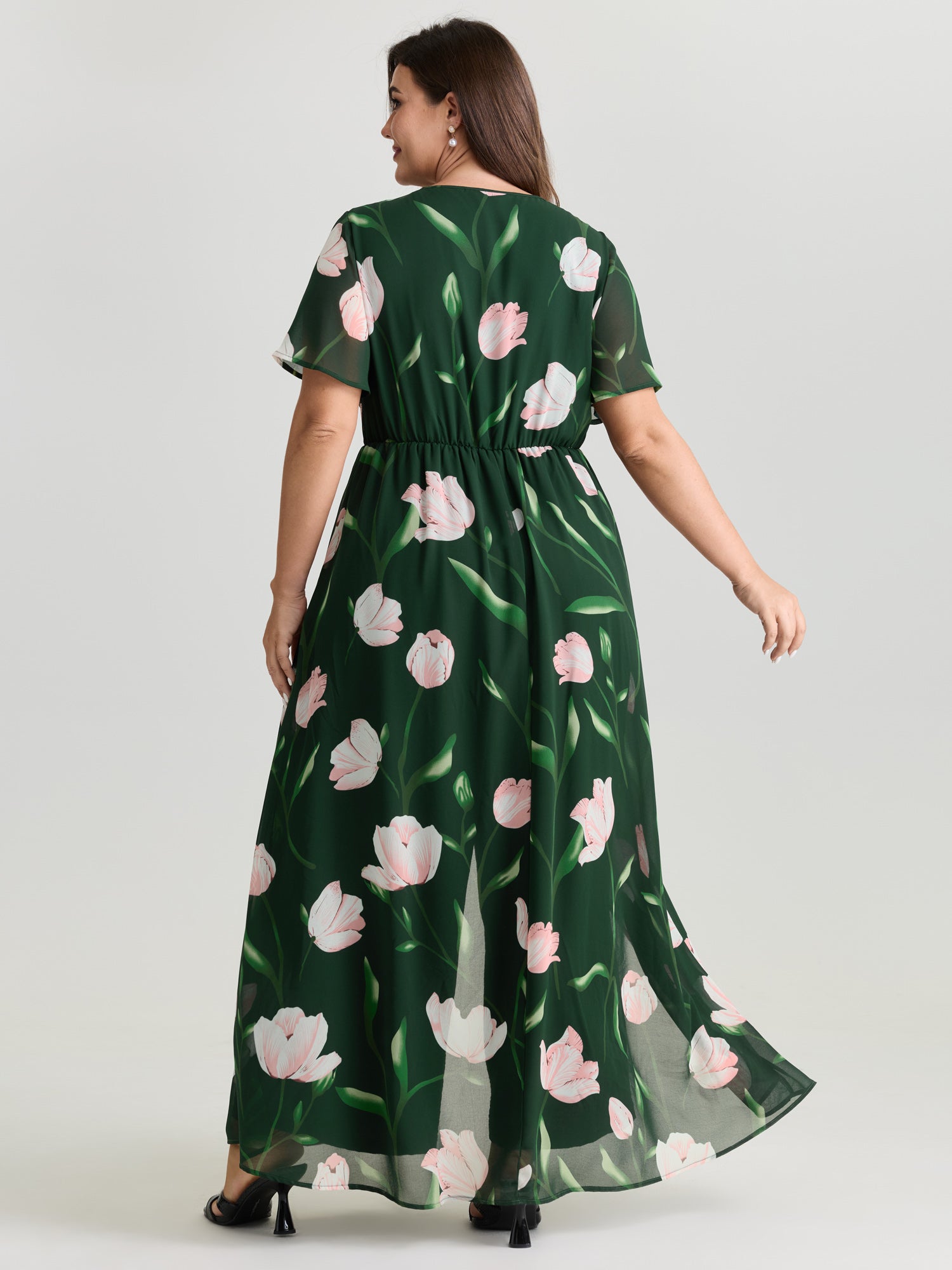 Hidden Zipper Floral Layered Pockets Jumpsuit