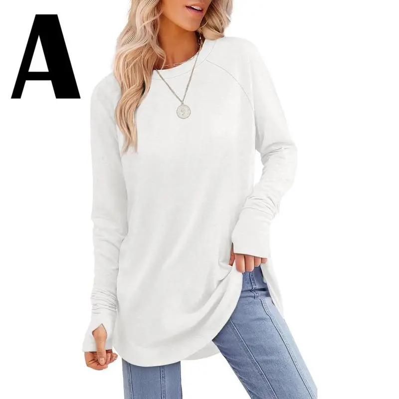 Womens Tunic Tops to Wear with Leggings Long Sleeve Thumb Hole Shirts