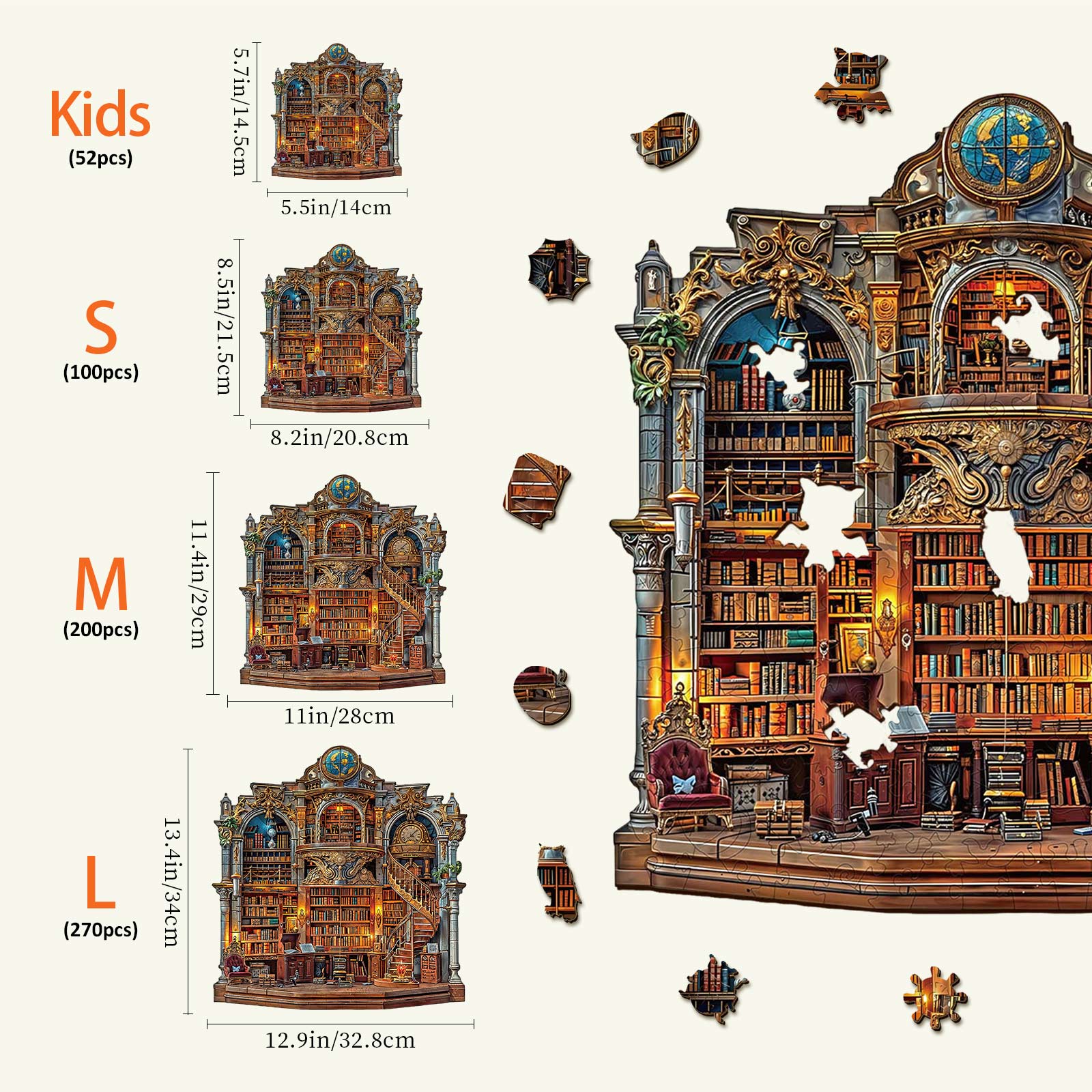 Gothic Revival Bookstore Wooden Jigsaw Puzzle