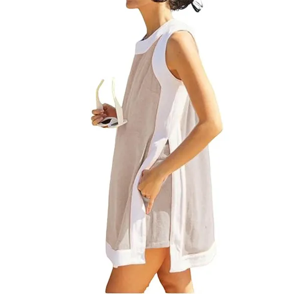 Women's Casual Two Piece Sets Color Block Crewneck Matching Shorts