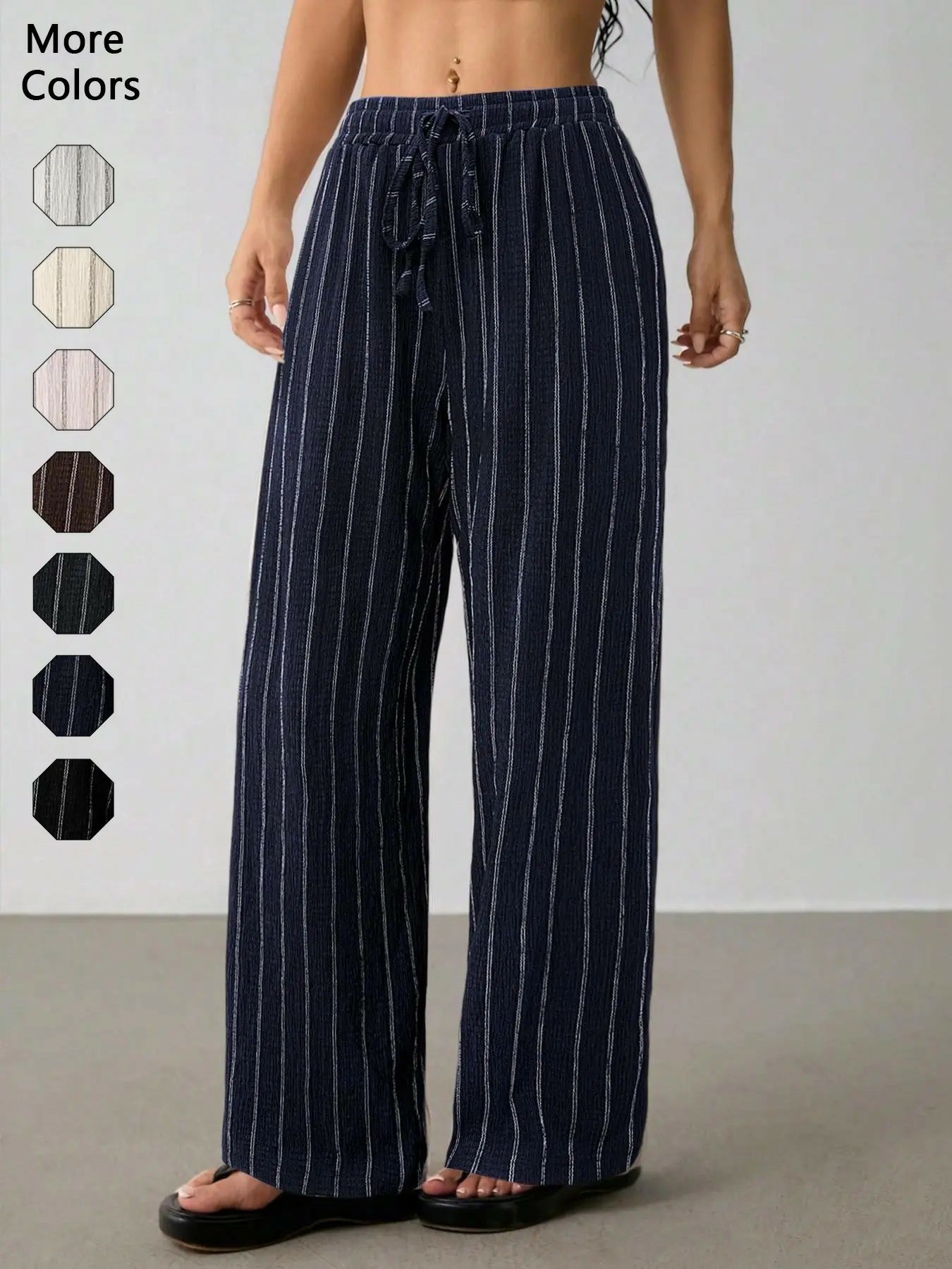 🔥Easter Sale!Women's Striped Waist-Tie Straight-Leg Loose Streetwear Pants