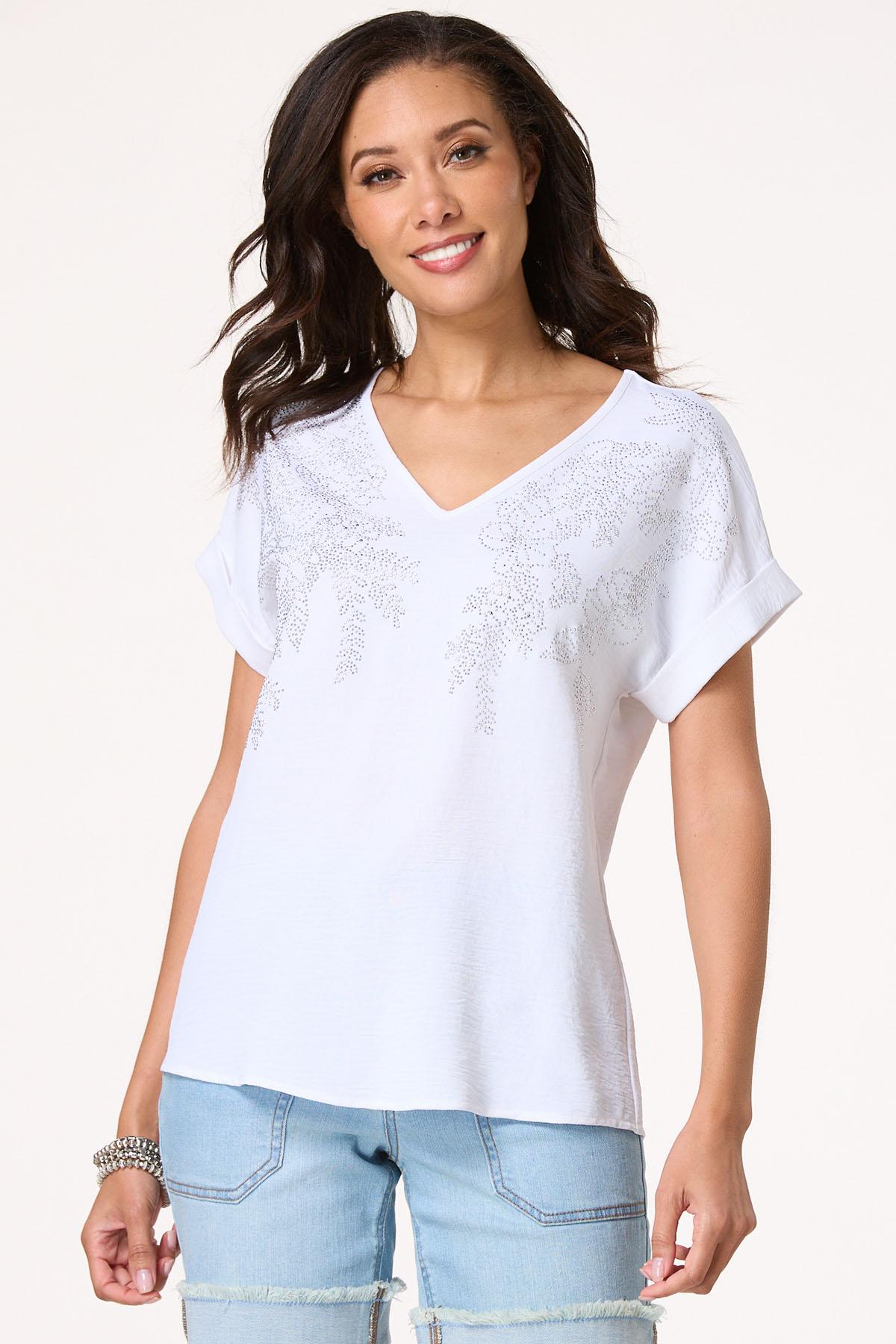 Floral Rhinestone Top