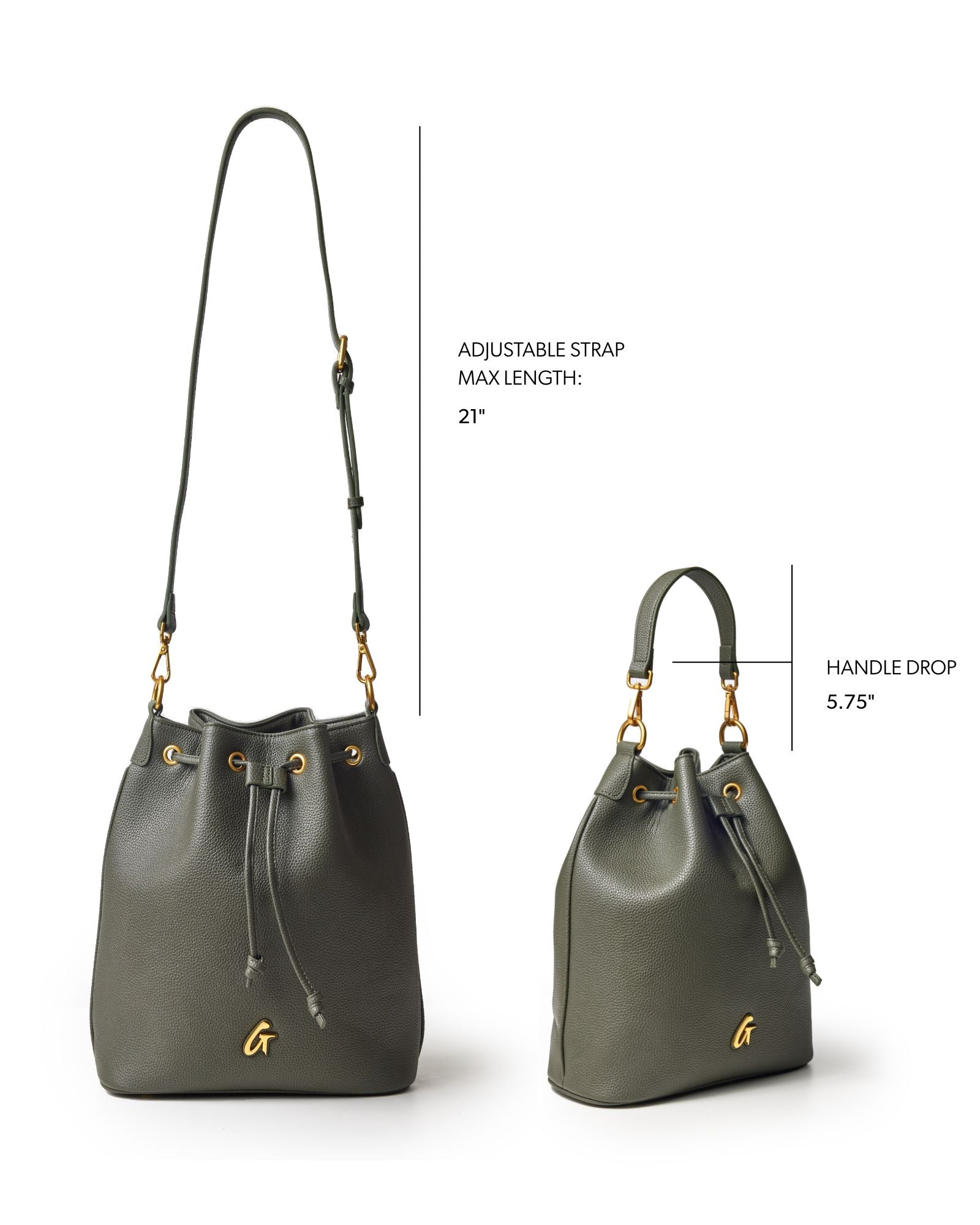 LARGE PEBBLE BUCKET BAG - OLIVE GREEN