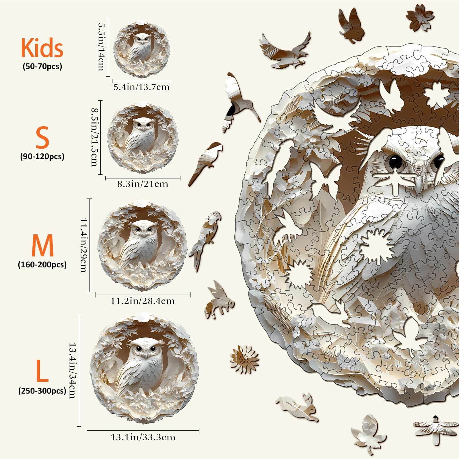 Paper Carved Owl Wooden Jigsaw Puzzle