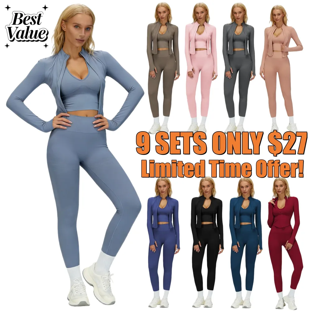 Women's Criss Cross Crop Tank, Zip-Up Jacket & High-Waist Leggings Set