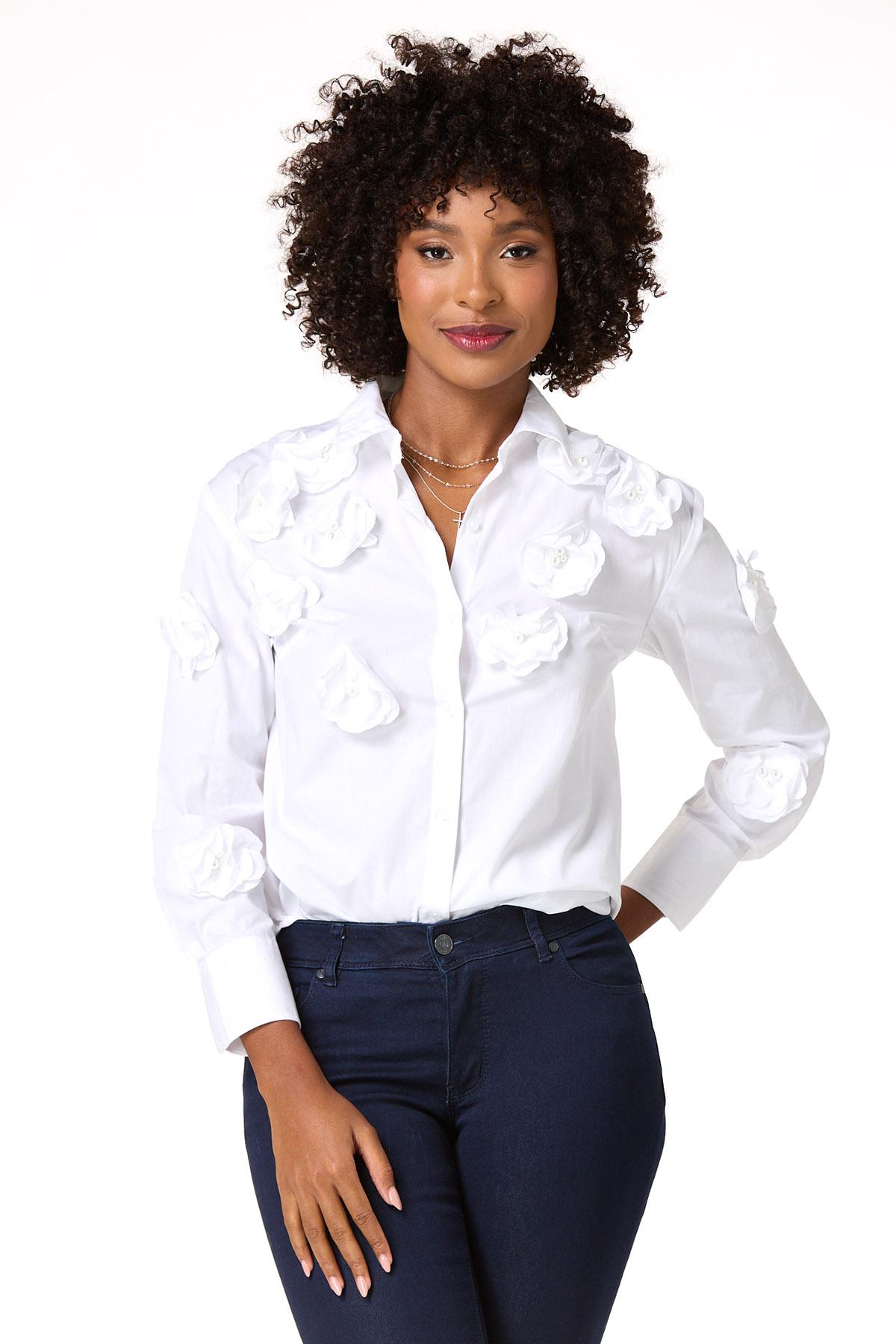 3d Flower Poplin Shirt