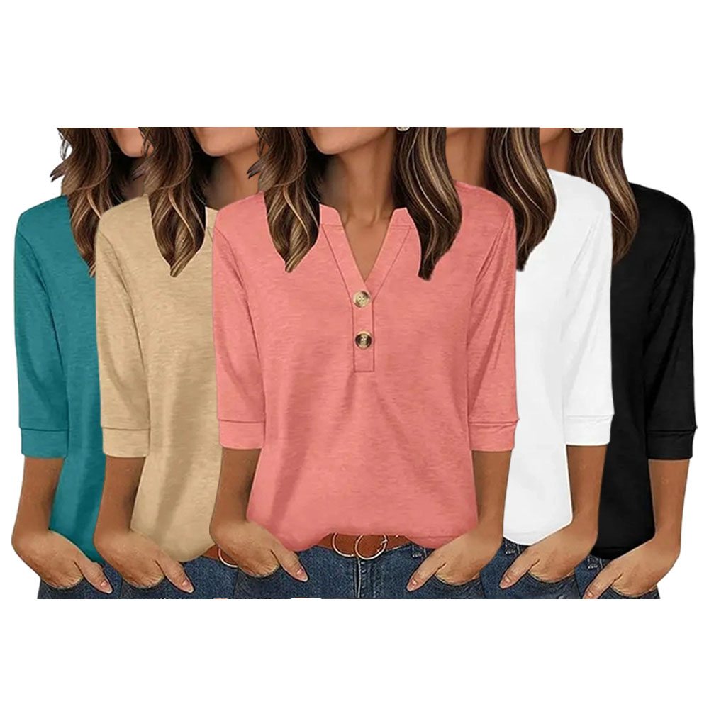 Womens Tops 3/4 Sleeve Heley Shirts for Women Summer Fashion 2026 Blouses Beach Vacation Clothes SpringStatements