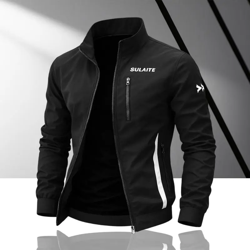 Men's spliced contrasting letter racing jacket,