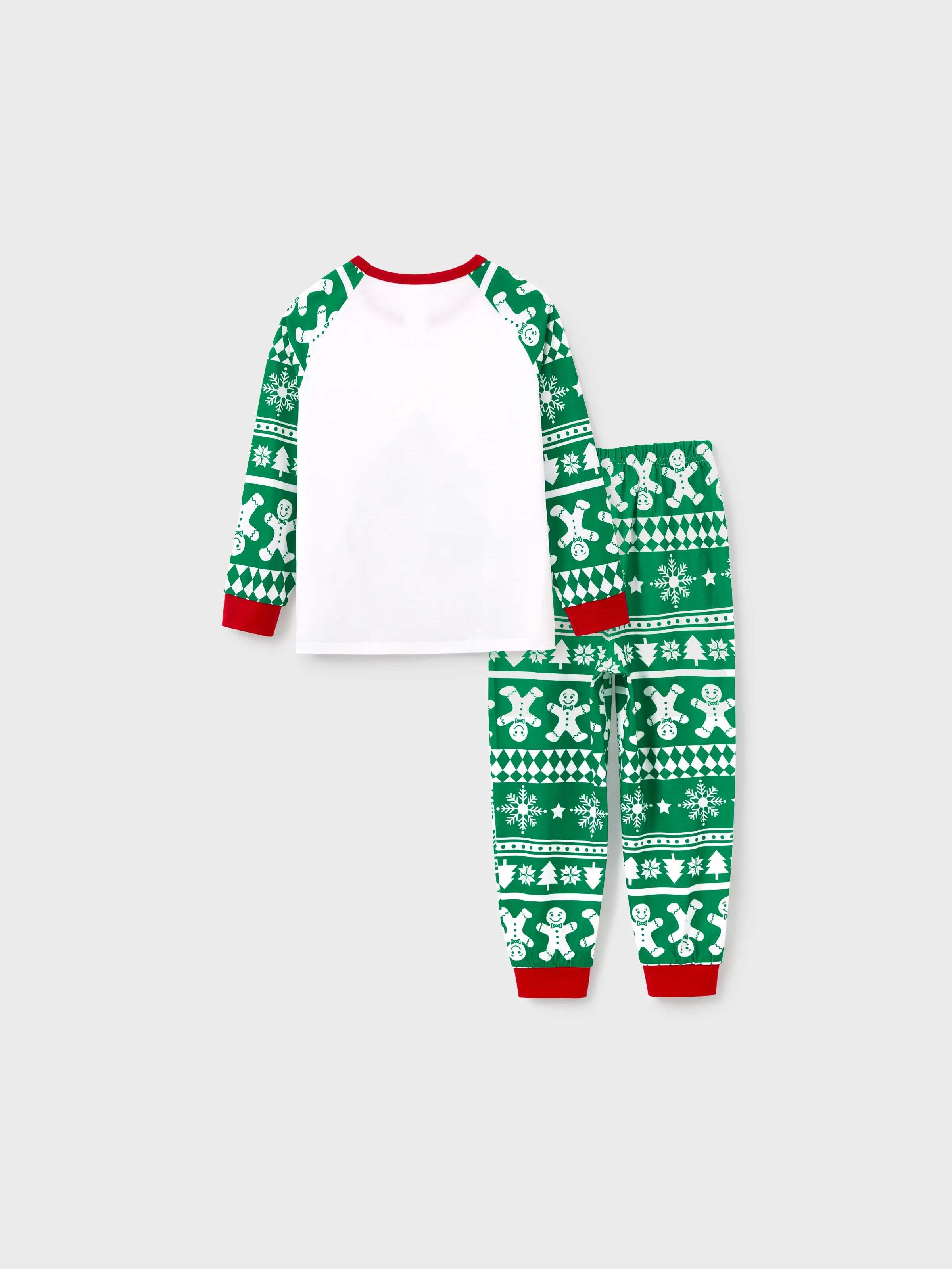 Christmas Matching Family Pajamas Set Gingerbread and Christmas Tree Print Green PJS with Christmas Socks Green