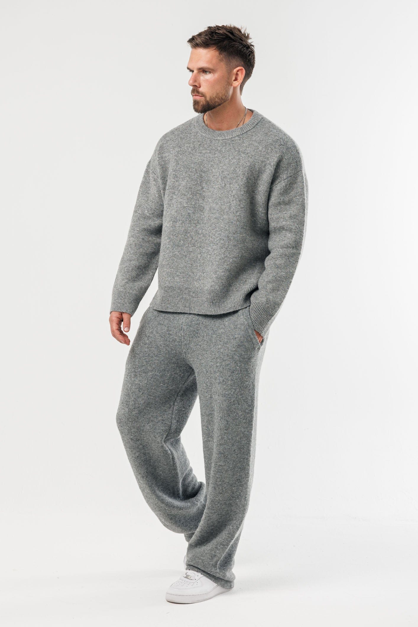 ✨Classic Grey Marl Knit Sweater — Long Sleeve Knit Top