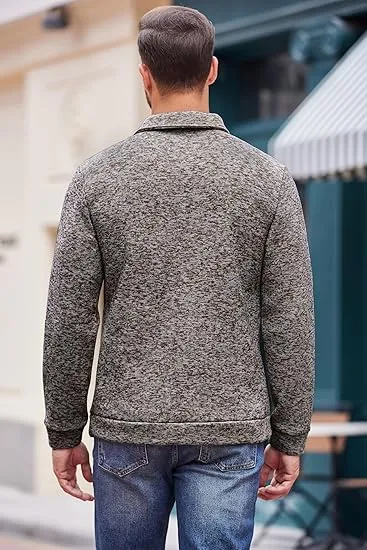Men's Casual Slim Fit Pullover Sweater Knitted Thermal Sweatshirt.Fleece-lined For Warmth And Wind Protection.Comfortable And Stylish