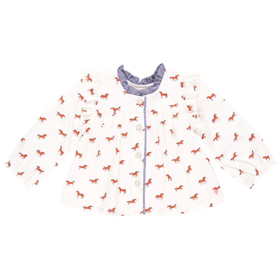 Girl's Kalani Button Up Top Tiny Horses