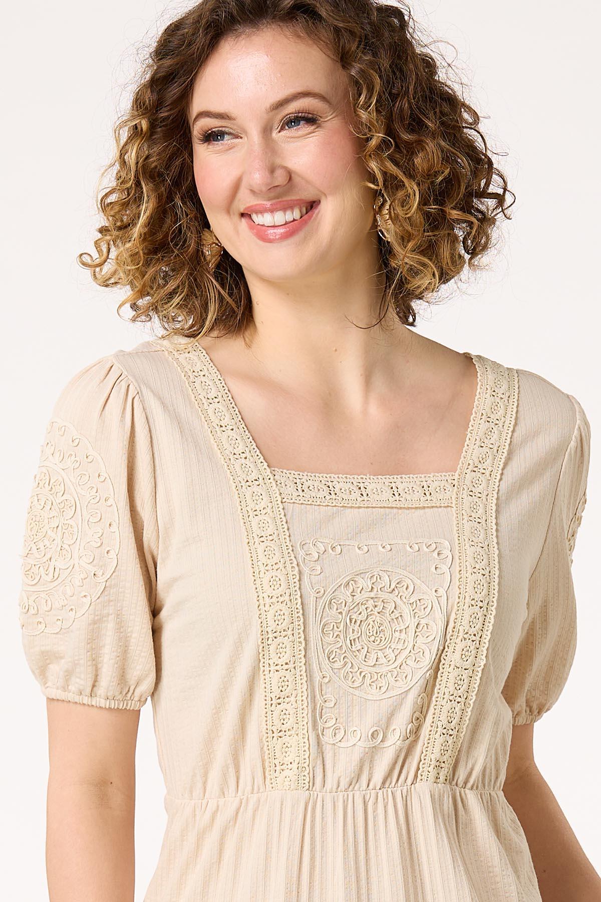 Lace Trim Puff Sleeve Dress