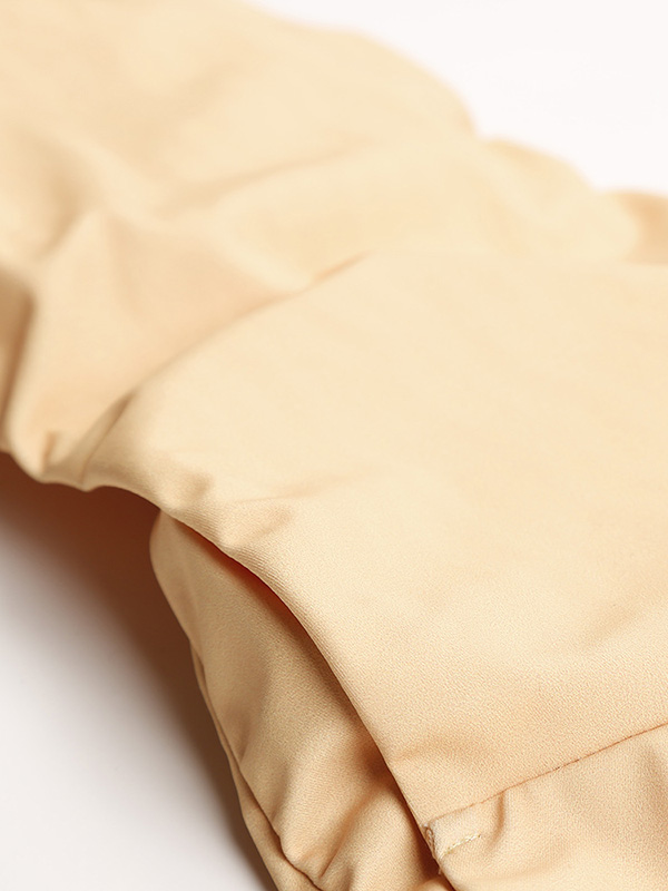 Solid Color Short Sleeves Off-The-Shoulder Bikini Swimsuit