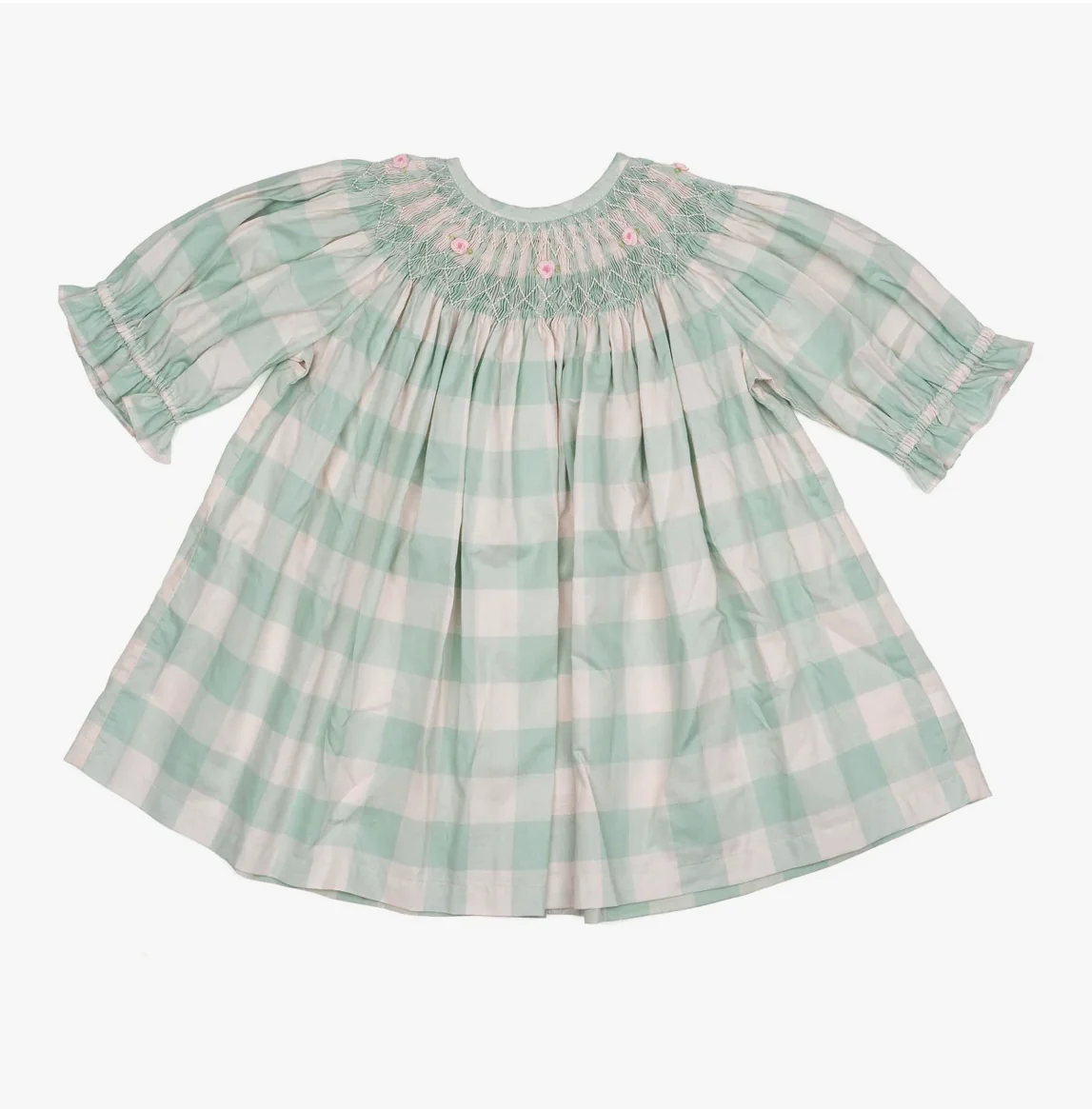 Bishop Dress - Green Gingham