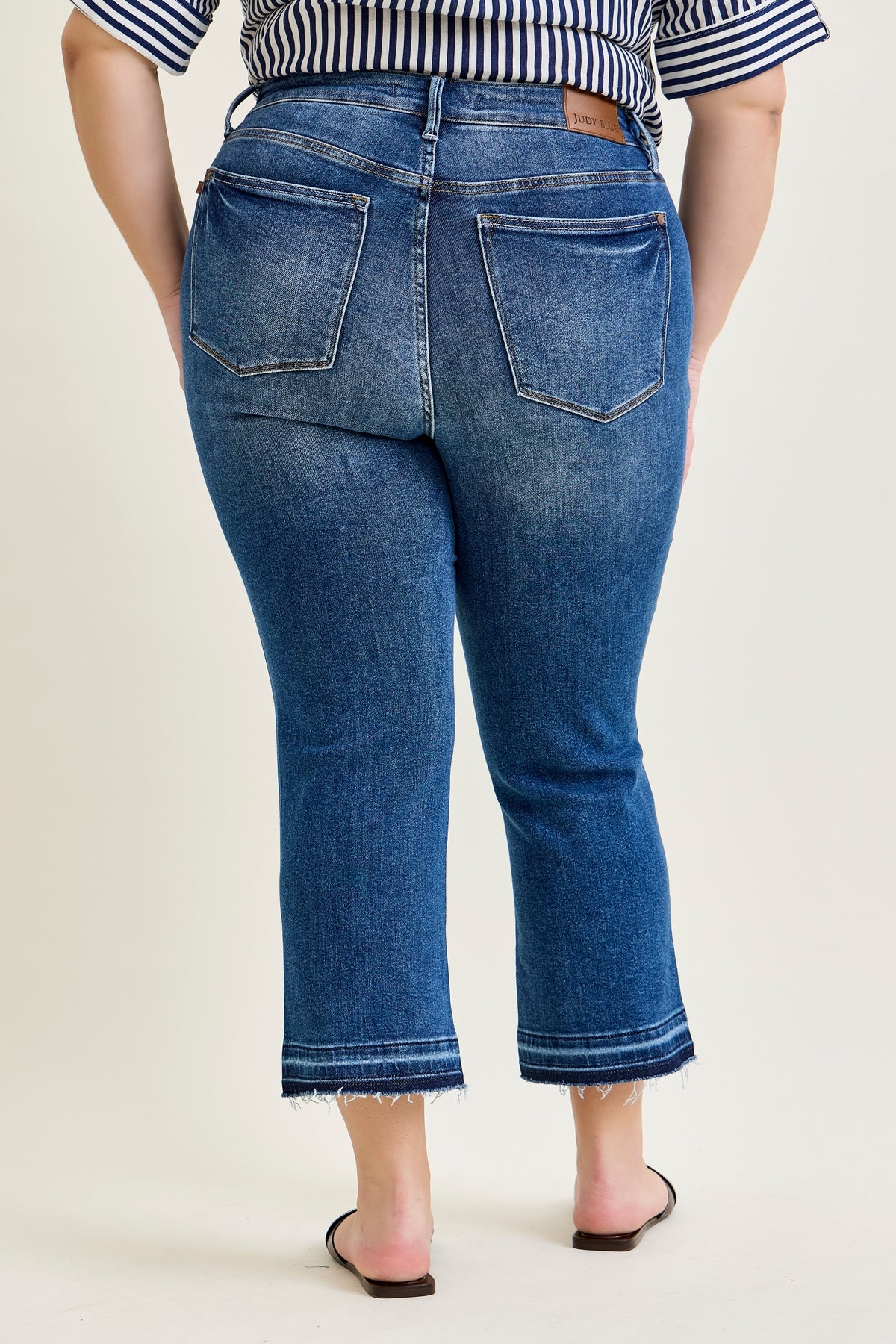 Aurora High Rise Vintage Wash Kick Flare With Released Hem - PLUS