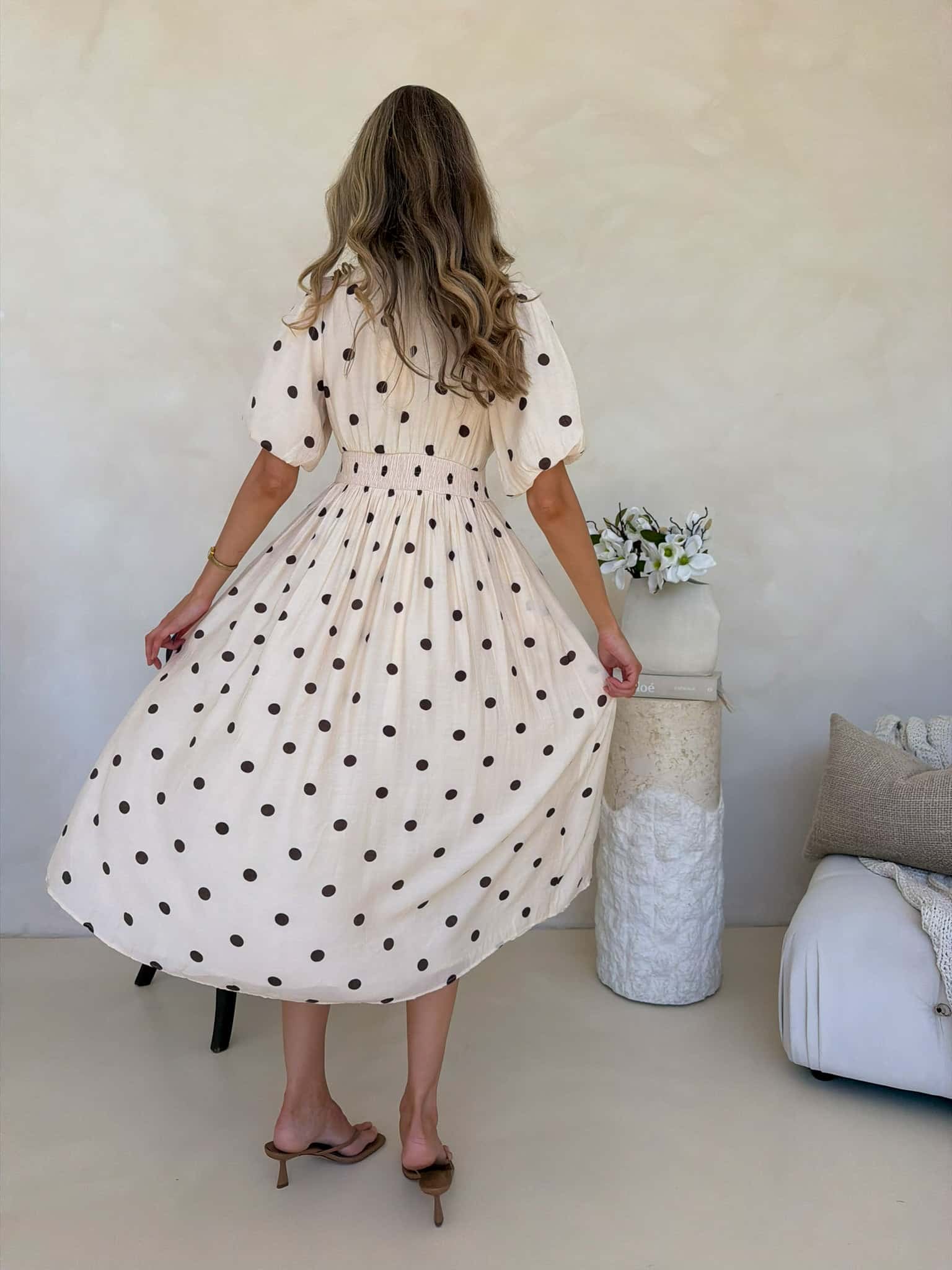 Bonnie Dress - Crème Cafe  Polka Dot