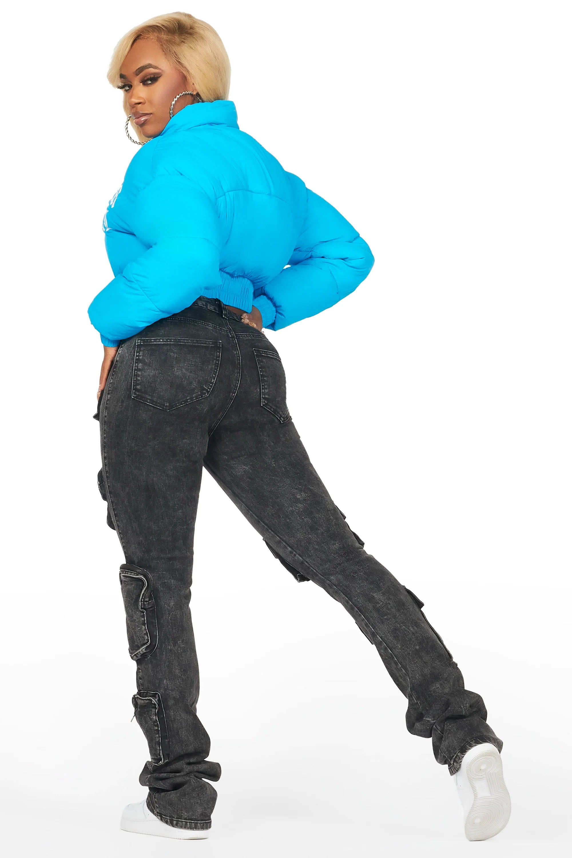 Samaiya Blue Corset Puffer Jacket